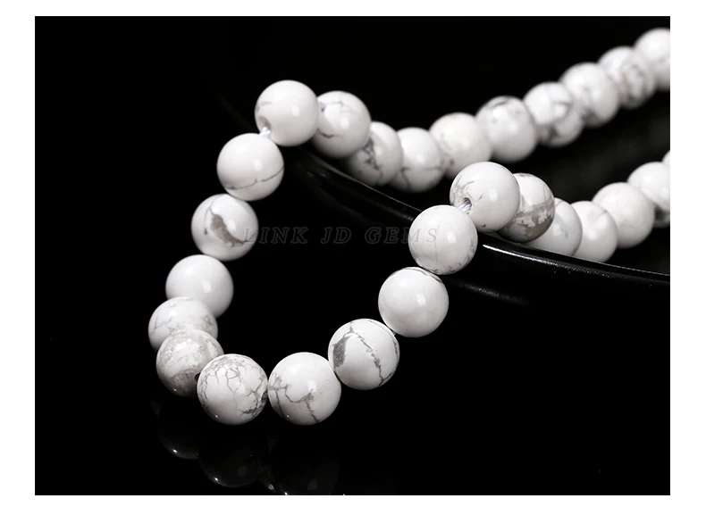 Nat￼rliche Stein Wei￟ T￼rkis Perlen Runde Lose Spacer Howlite F￼r Schmuck Handgemachte Armband Diy Halskette Zubeh￶r 15" – Detail 9