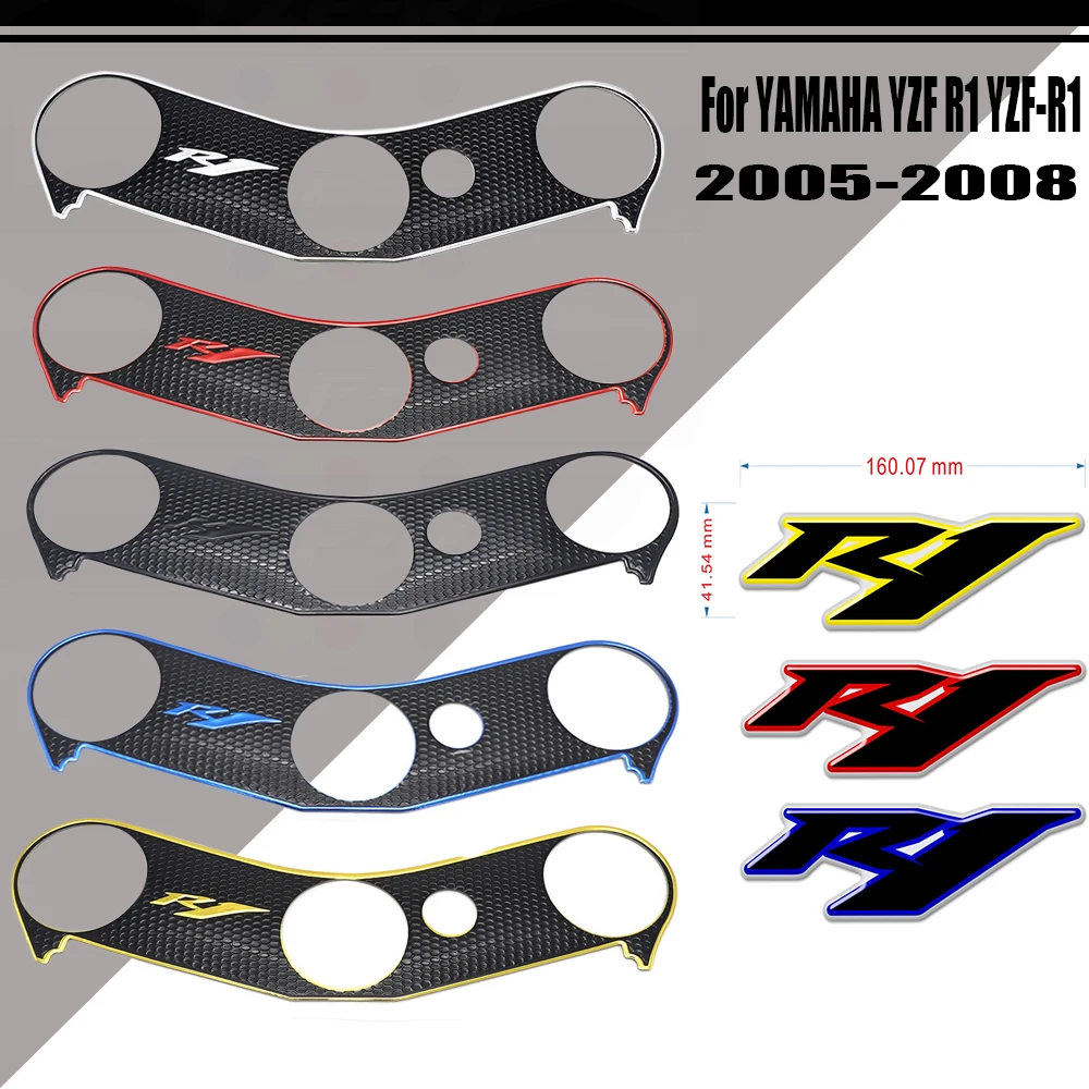 For YAMAHA YZF R1 YZF-R1 YZFR1 3DSticker Decal Top Triple Clamp Yoke Pad Triple Tree R1 1000 Motorcycle 2005 2006 2007 2008