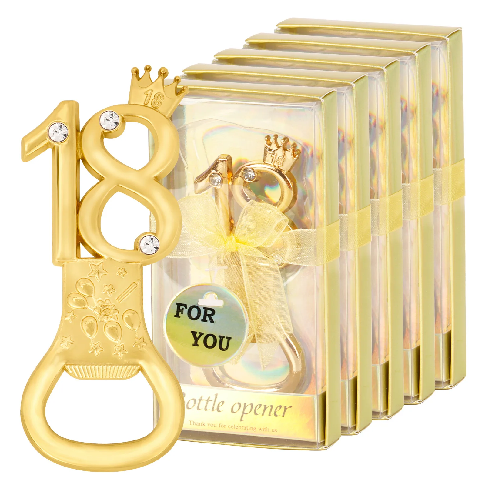 10Pcs Wedding souvenirs of 18th Crown Bottle Opener Beer gift for 18th Birthday Party favors for guests and 18th Wedding gifts