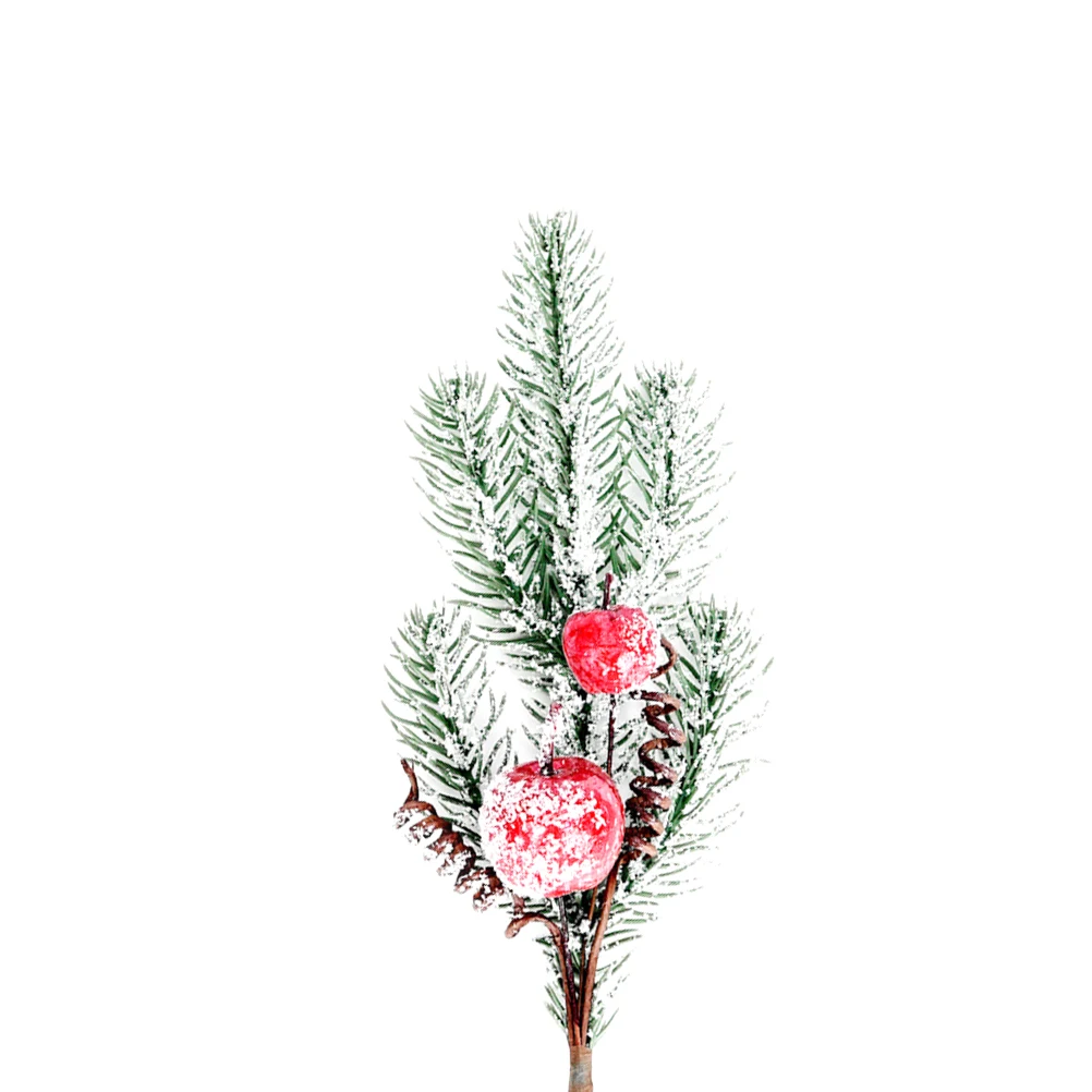 

2 PCS Artificial Red Fruit Cuttings Sticky White Pine Needles Xmas Ornaments Christmas Decor Tree Decorations Holly