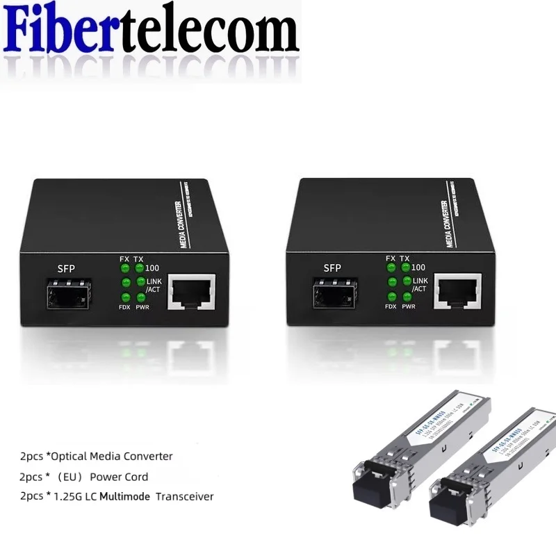 Gigabit SFP LC Multimode Modul Glasfaser zu RJ45 Ethernet Medienkonverter Glasfaser-Transceiver mit 1,25G SFP LC Modul