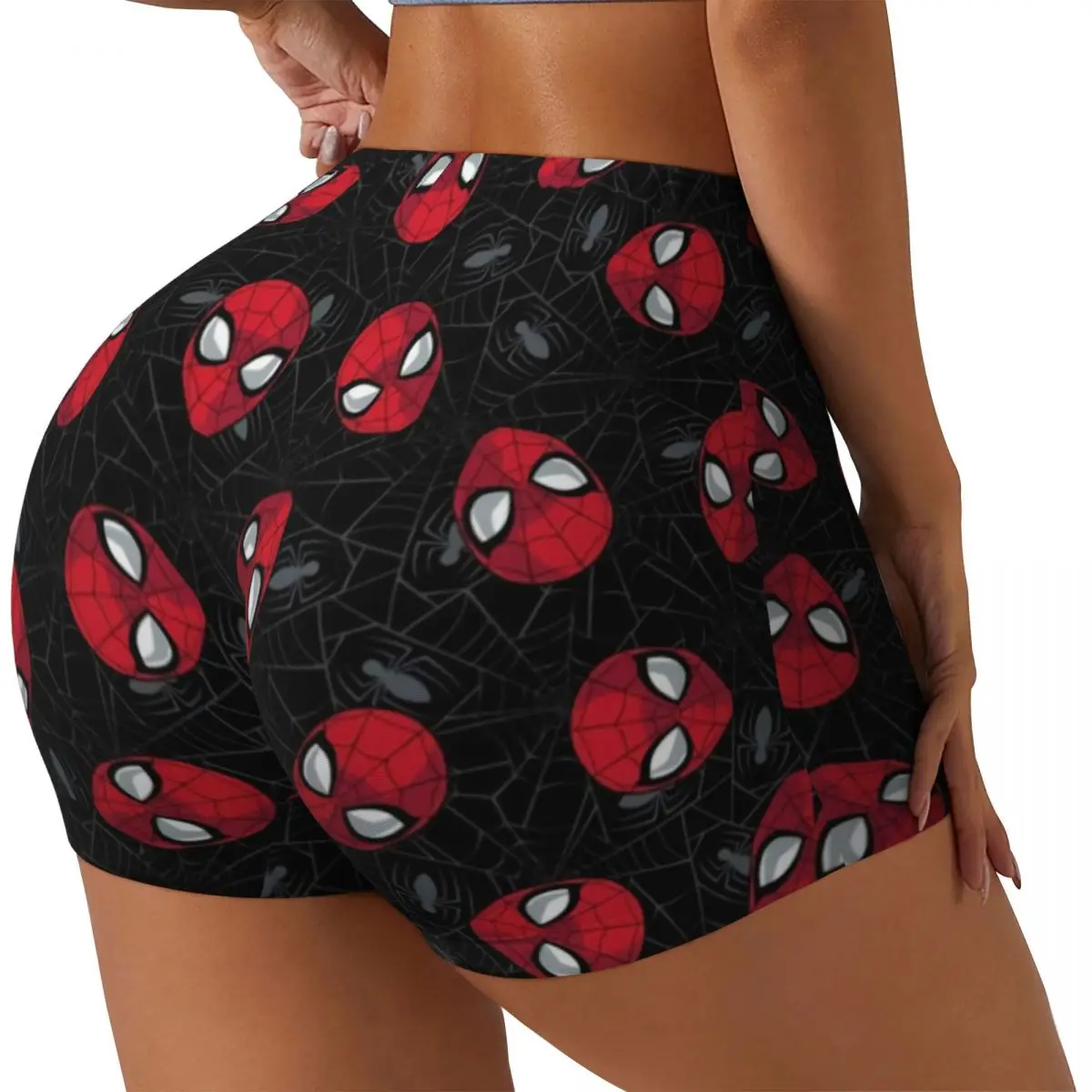 Custom Spider Cobweb Pattern Workout Shorts Women's Spider Man Gym Volleyball Running Yoga Shorts