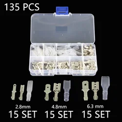 Box Insulated Male Female Wire Connector 2.8/4.8/6.3mm Electrical Crimp Terminals Termin Spade Connectors Assorted Kit 135PCS