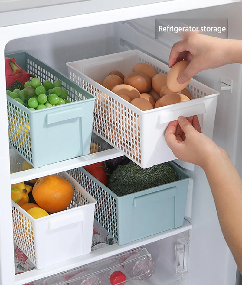 Multi-Purpose Storage Basket Snacks Storage Hollow Rectangular Ins Storage Box Basket Sorting Sundries Plastic Basket