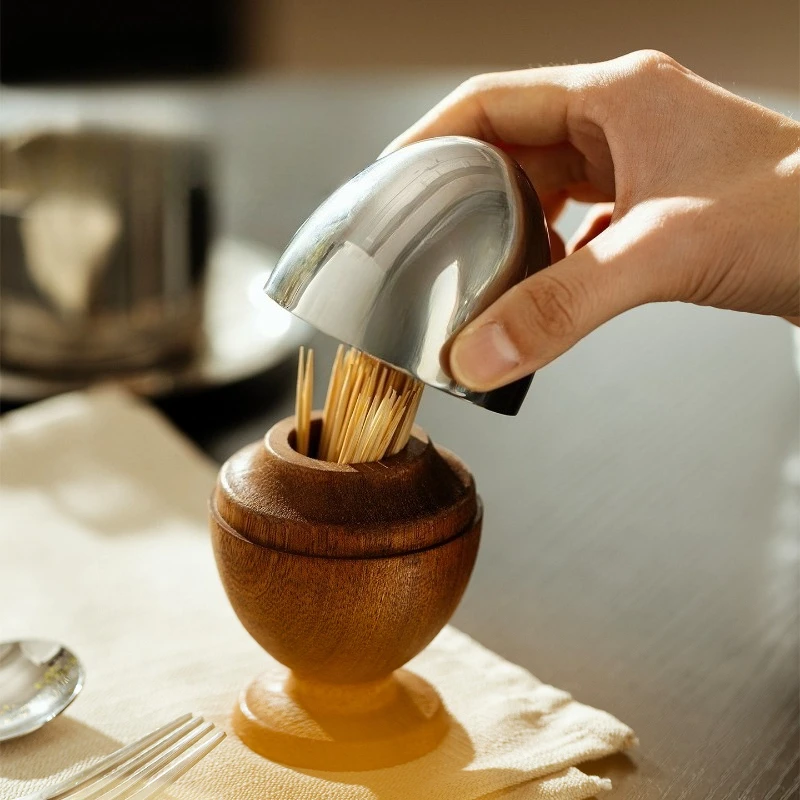 

Ebony Egg Shaped Toothpick Box High-end Storage Box Living Room Decoration Small Ornament Toothpick Storage Box