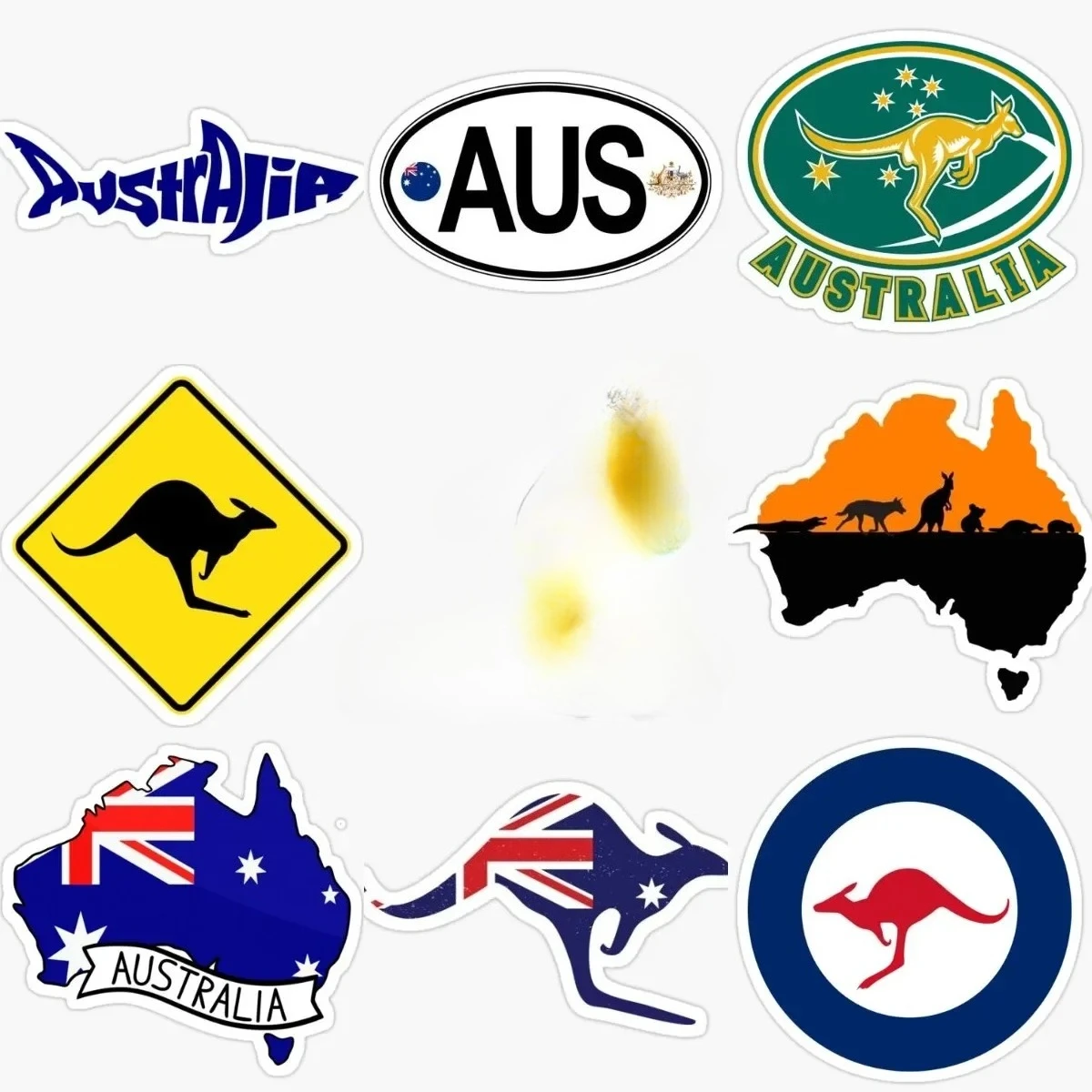 

AUS Australian Aussie Kangaroo Flag Map Sticker for Decorate Fridge Laptop Car Window Bumper Bicycle Van Decals Accessories