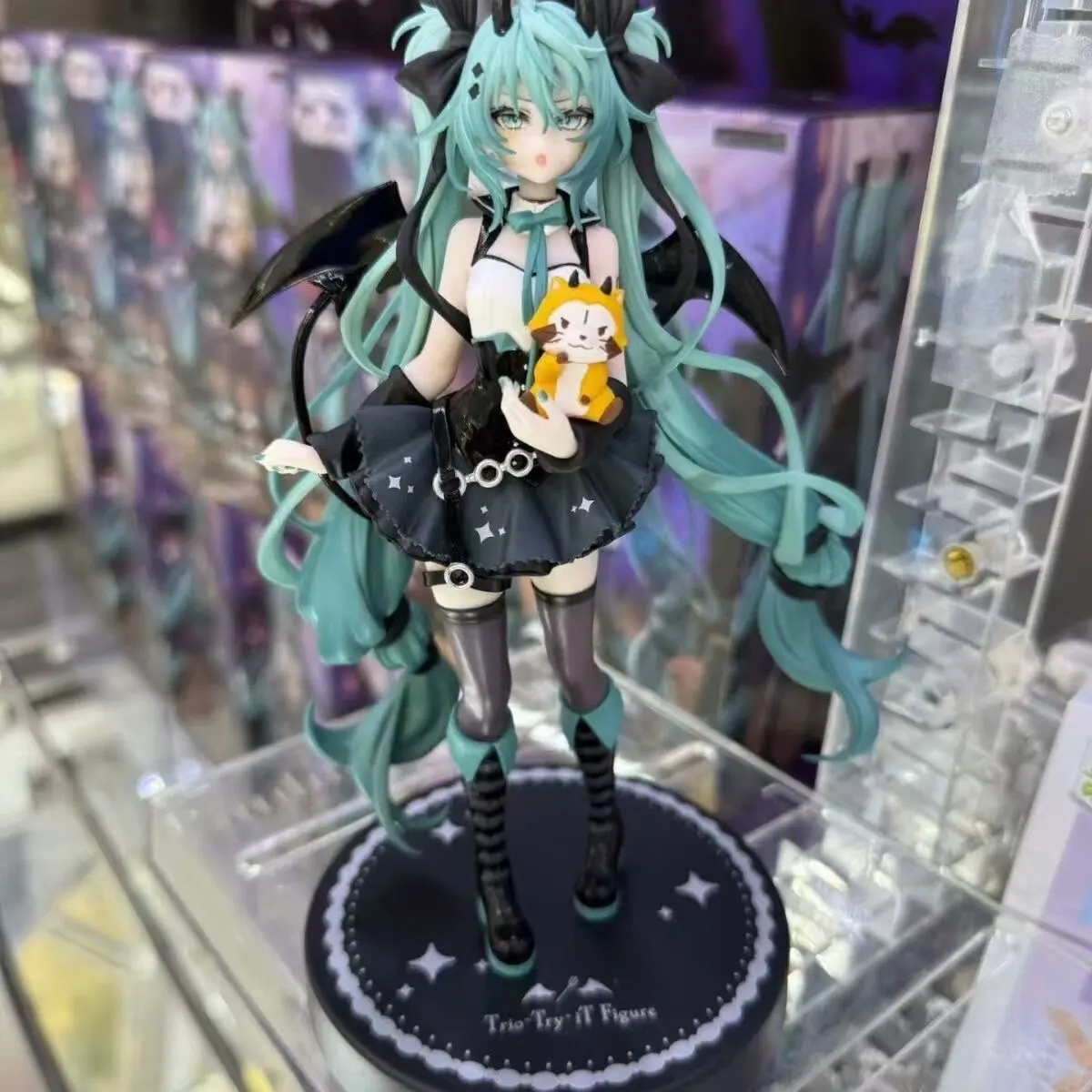 Handgefertigte Teufelshüte mit Hatsune Miku Katzenohren-Modell, Anime-Dekoration, Schönes Mädchen PVC-Handwerk, Niedlicher Sammler-Katzenohren-Hut