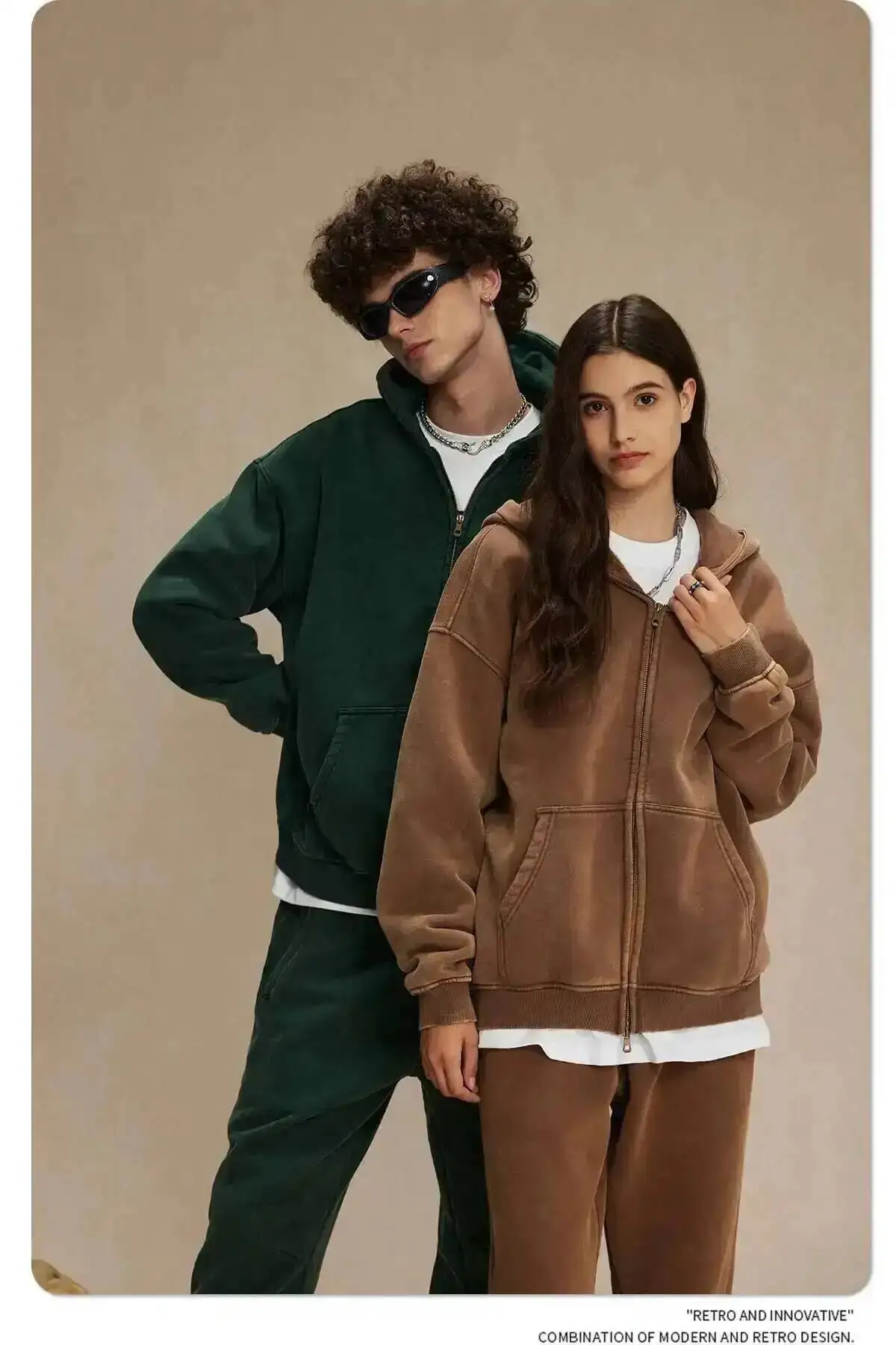 IEFB Men's Wear Wax Printing Vintage Male Hoodies Oversized Loose Zipper Water Washed Plush Sweatshirt Trendy New 9C9349 25 Sa0254501d654421699fc7d42fe7359ddf
