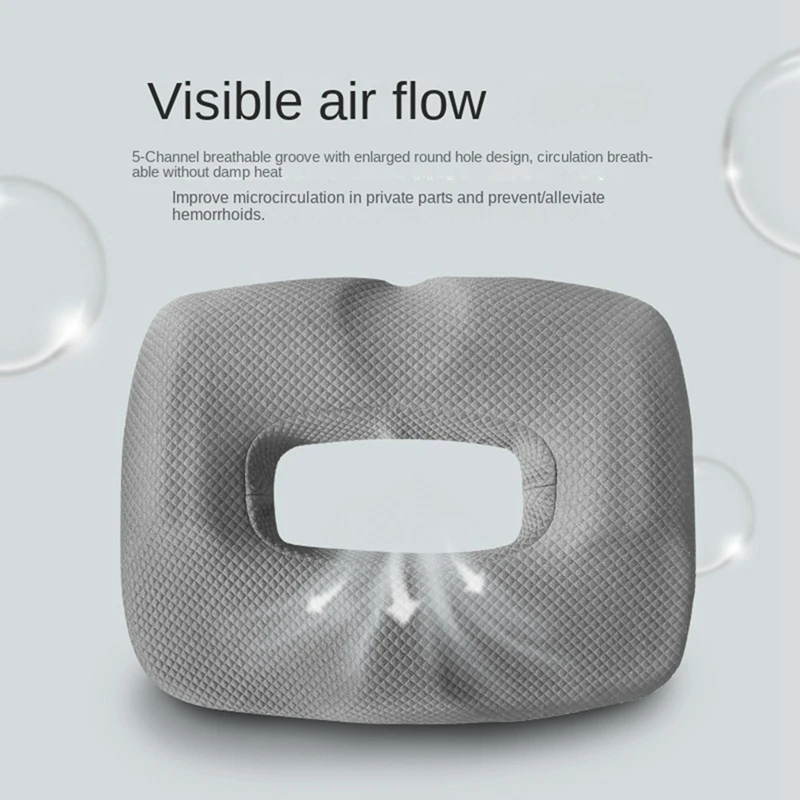 

1 PCS Pregnant Women's Memory Foam Slow Rebound Soft Cushion Hollow Decompression Cushion Grey