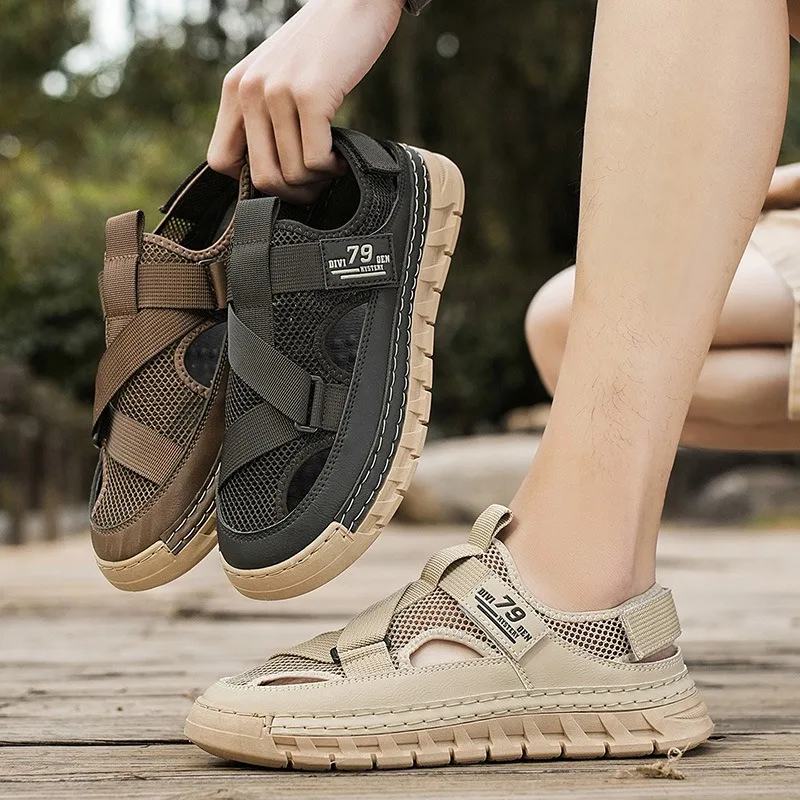 Mens Sandals Summer Mesh Breathable Hollow Out Sandals Fashion Outdoor Casual Sport Sandal Beach Wading Sandals Sandalias Hombre