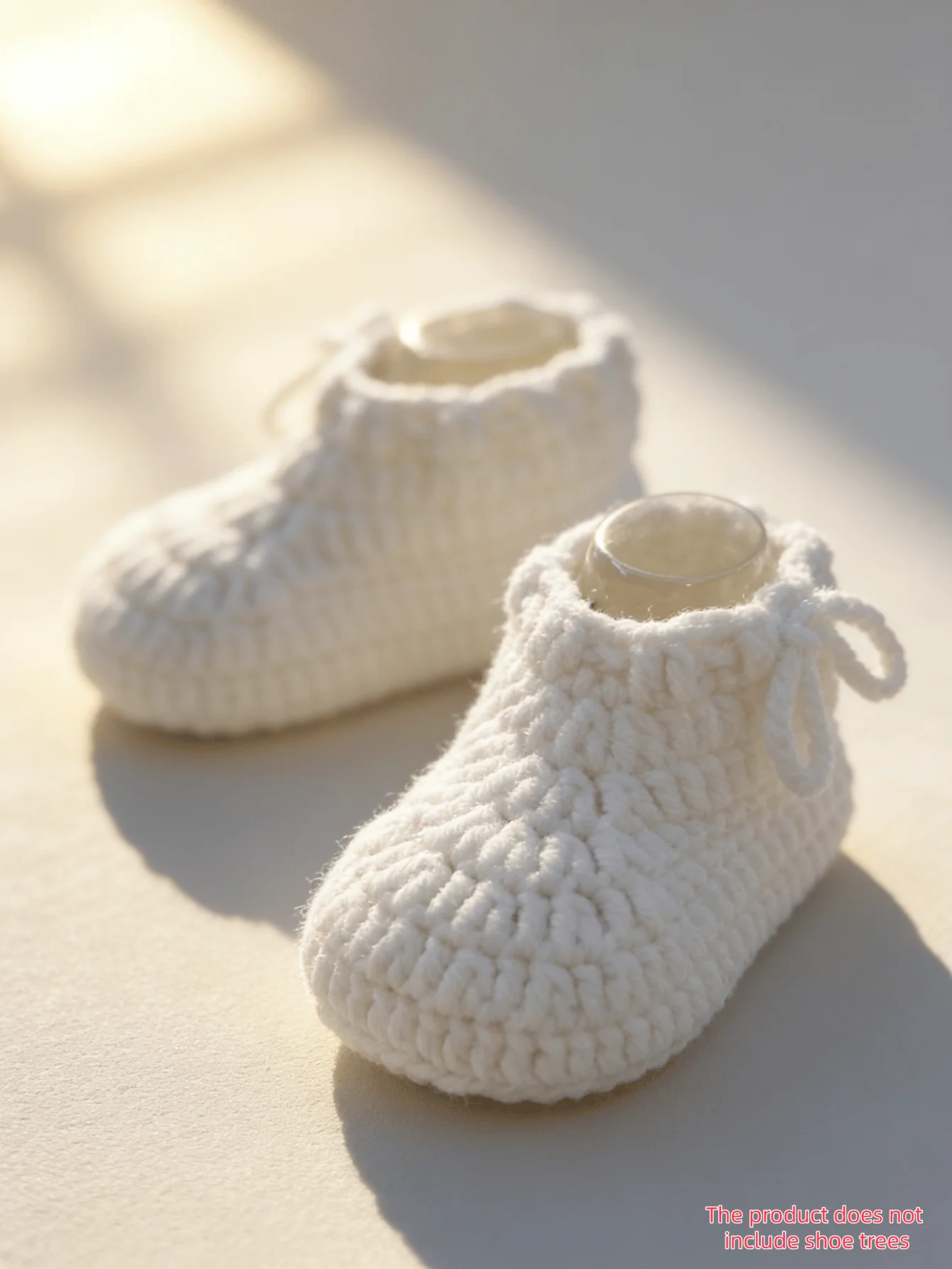 

1 Pair Handmade Crochet Baby Booties, White, Soft Knit Infant Ankle Boots, Newborn Shoes