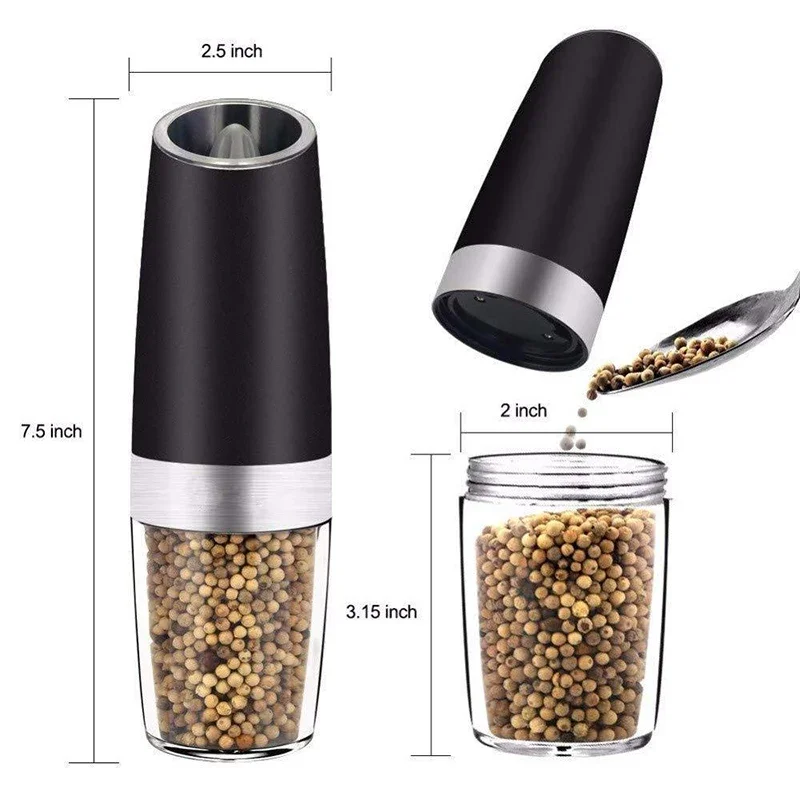 Hot Selling gravity electric mill pepper and salt grinder set gravity electric pepper grinder