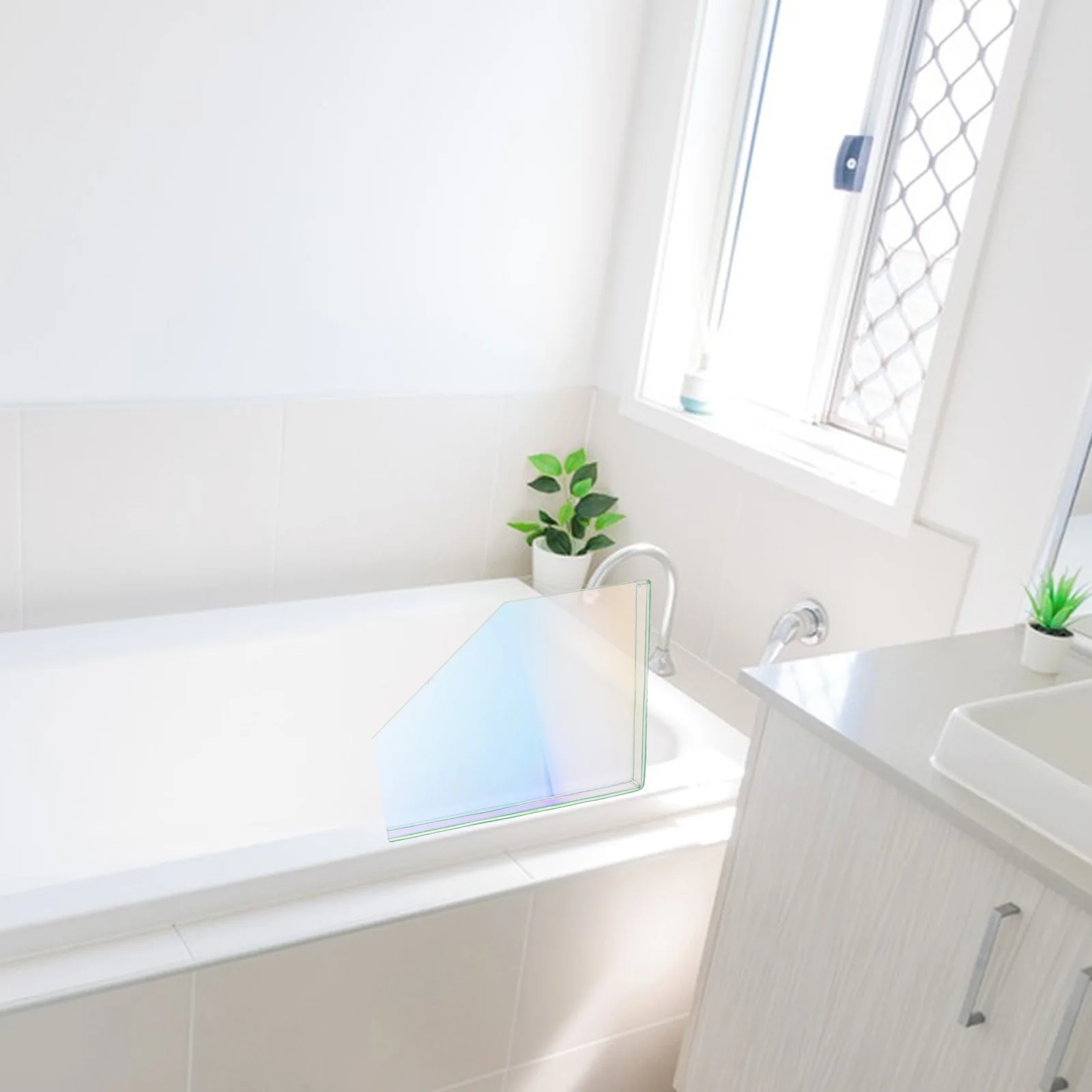 

1Pair Acrylic Bathtub Splash Guard Waterproof Self-Adhesive Shower Corner Baffles Splash Protector for Sink and Tub