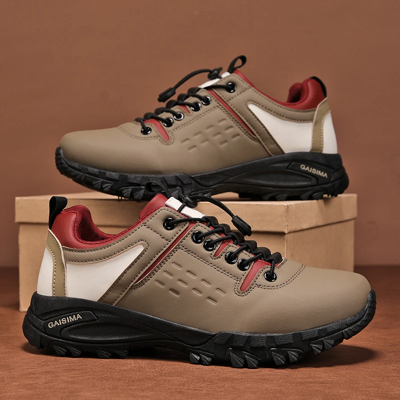 

2026 Spring New Leather Men's Shoes Fashion and Comfortable Casual Sports Shoes Multi functional Outdoor Hiking Shoes Work Shoes