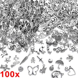 100 sztuk Charms Retro srebrny mieszany tybetański urok wisiorek koraliki zwierzęce do tworzenia biżuterii bransoletka DIY kolczyk akcesoria naszyjnikowe