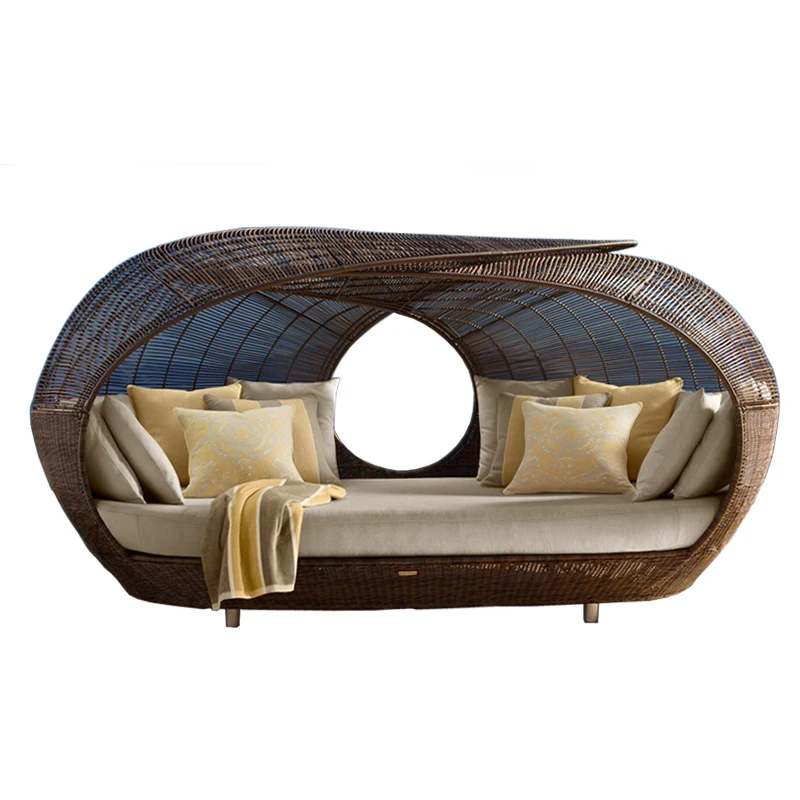 

Outdoor Bedding Garden Courtyard Villa Sun Bed Vine Weaving Chair Sofa Outdoor Swimming Pool Bird's Nest Beach Bed Round Bed