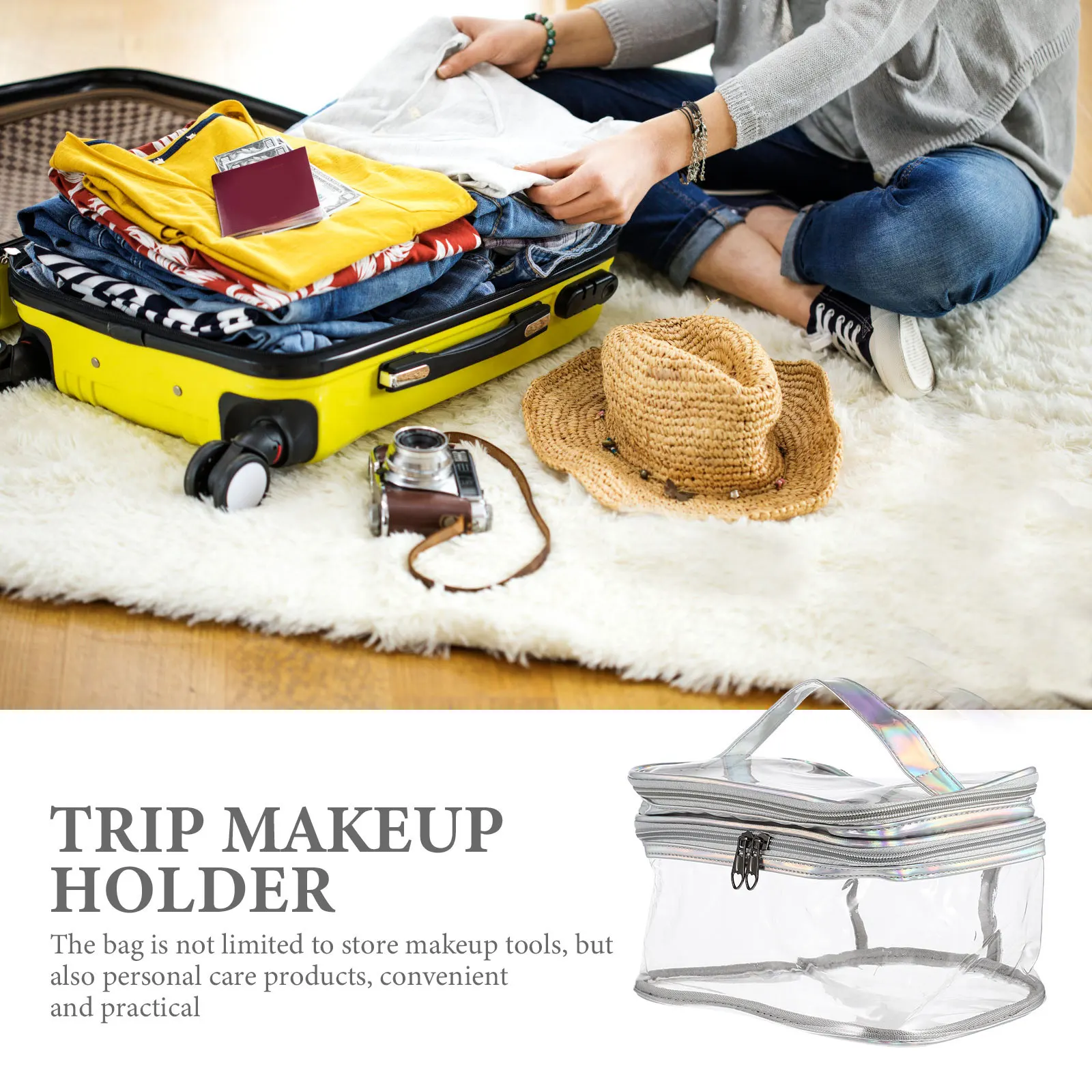 

Portable PVC Bag Clear Makeup Storage Toiletry Pouch Transparent Large Capacity Women Bags Trip Holder