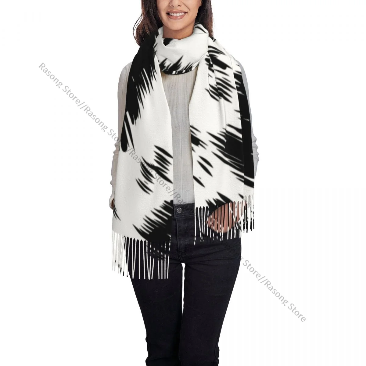 Autumn Winter Warm Scarves Dalmatian Animal Print Fashion Shawl Tassel Scarves Wrap Neck Headband Hijabs Stole