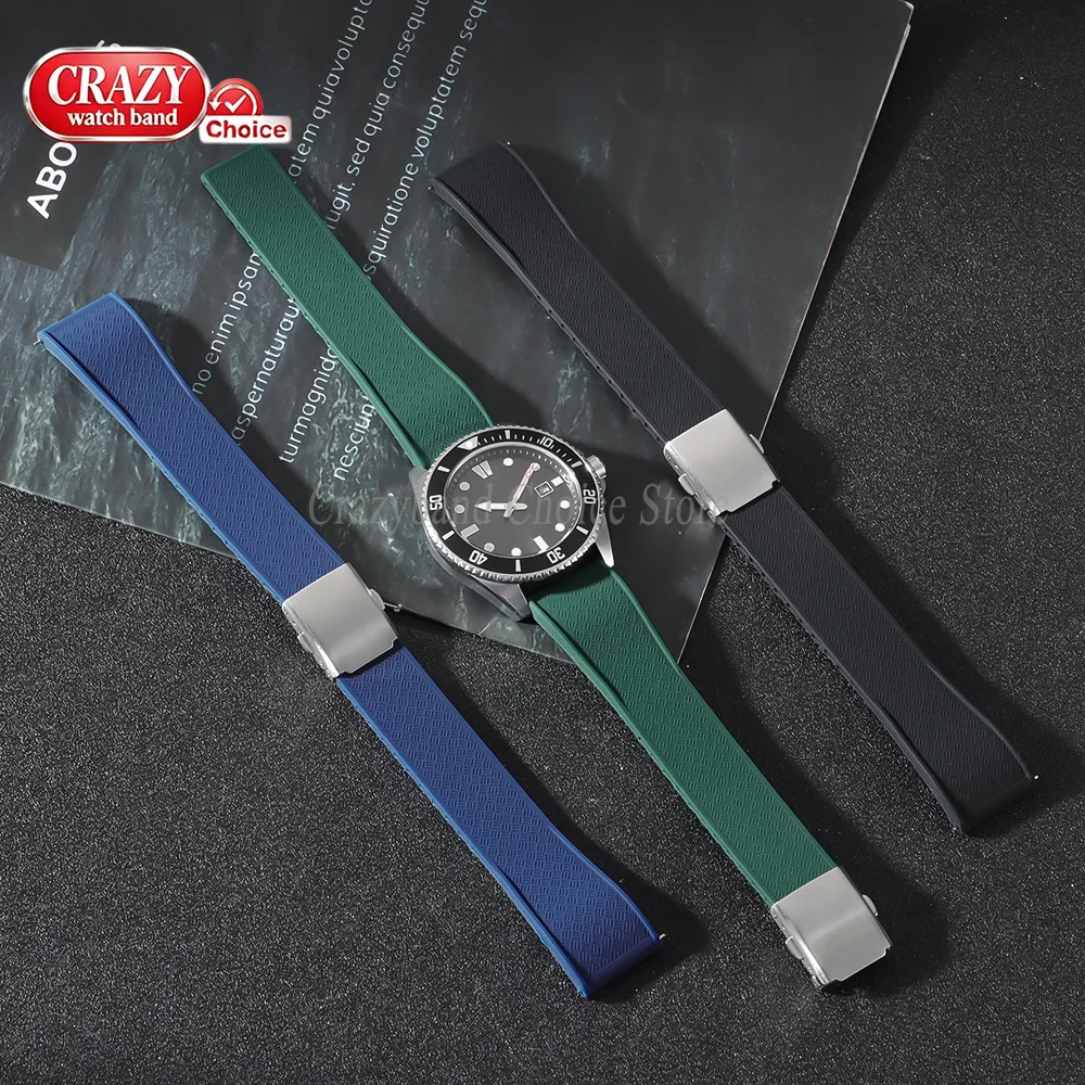 20mm 22mm Quick Release Silicone Watch Strap for Omega for Seiko Green Band Blue Black Universal Replacement Wrist for Men Women view 4