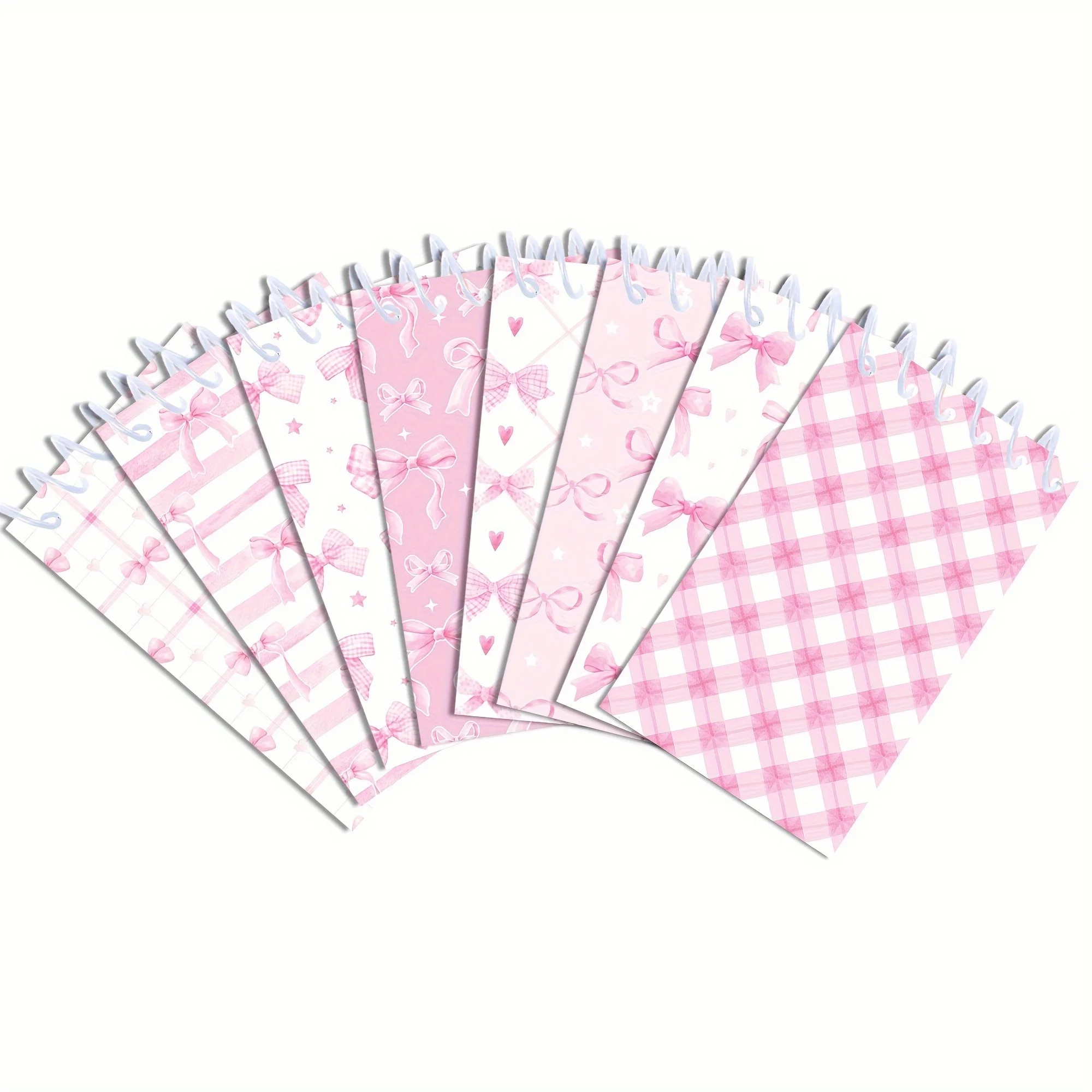 8 Stück Mini-Notizbücher im Bohemian-Stil mit rosa Schmetterlings- und Blumenmuster, Spiral-Taschennotizbücher, geeignet für dekorative Notizblöcke – Detail 1