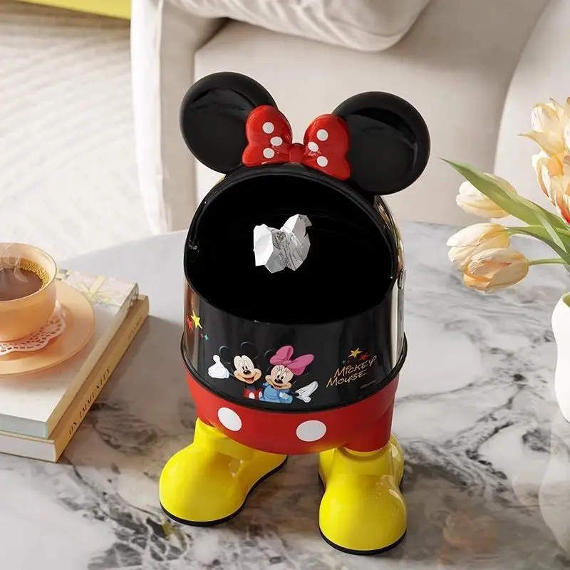 Disney-Serie Mickey Minnie neue süße und niedliche kreative Cartoon-Form Home Desktop Fashion Mülleimer mit großem Fassungsvermögen und Deckel