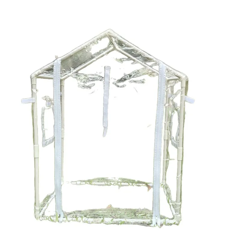 خيمة PVC جديدة، مع نوافذ تهوية وأبواب بسحاب، حضانة نباتية مع أضواء معلقة، أخضر مقاوم للبرد والرياح #5