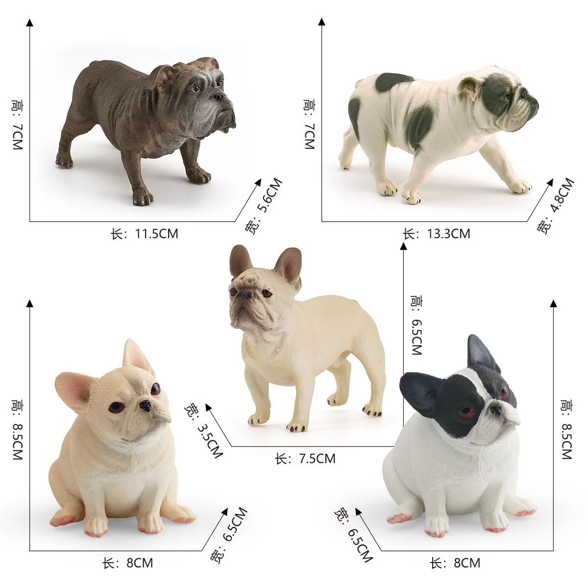 Export Solid Small Animal Bulldog Model Static Pet Poultry Livestock Ornaments Directly From Manufacturer