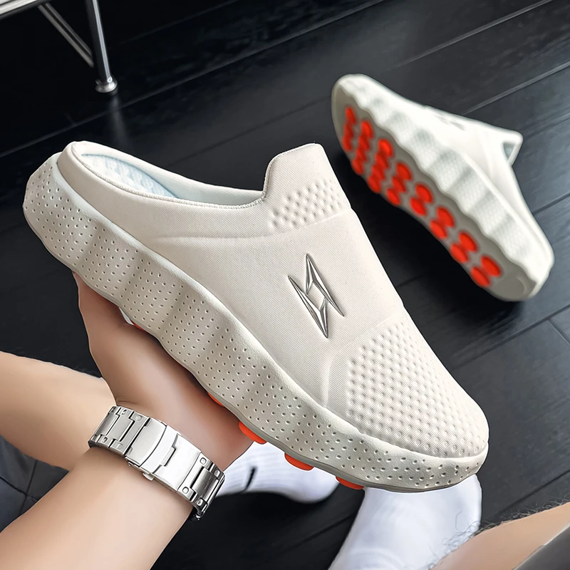 Herren-Halbslipper mit Hohlraum-Design, atmungsaktiv, zum Hineinschlüpfen, Sommer 2026, Wolkenkissen, rutschfest, luxuriöse Outdoor-Freizeitsandalen für Teenager