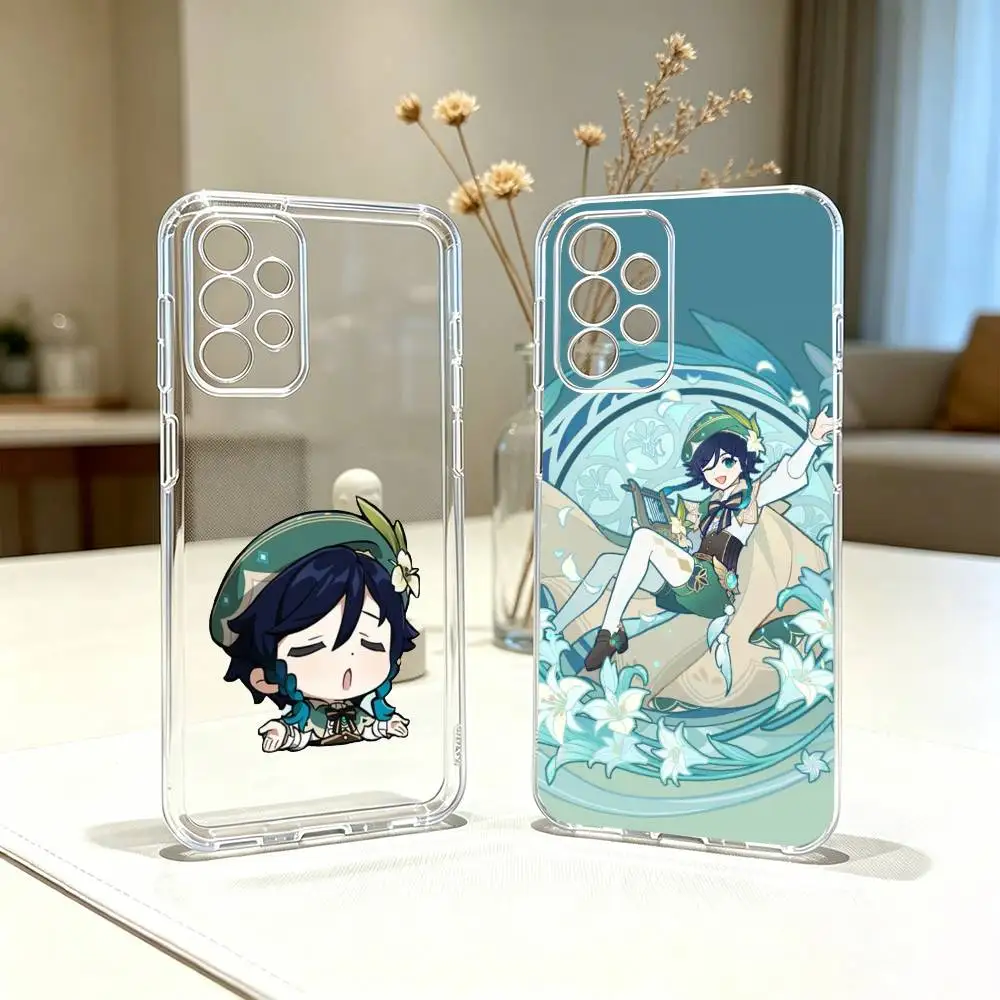 G-Genshin Impact Venti Barbatos   Phone Case Transparent Silicone Soft For Samsung S25,S24,S21,S22,S23,S30,Ultra,S20,Plus,Fe