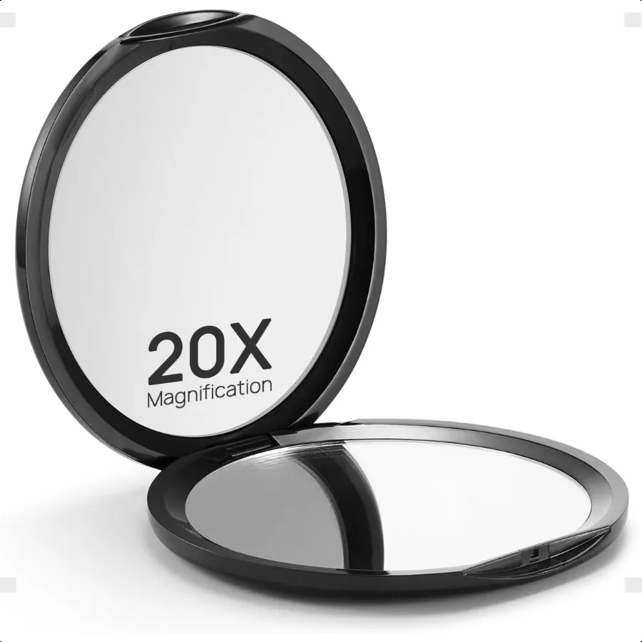 Compact Mirror for Purses1X 20X Magnifying Mirror 3inch Pocket Size Small Mirror for Travel and Makeup Round Black