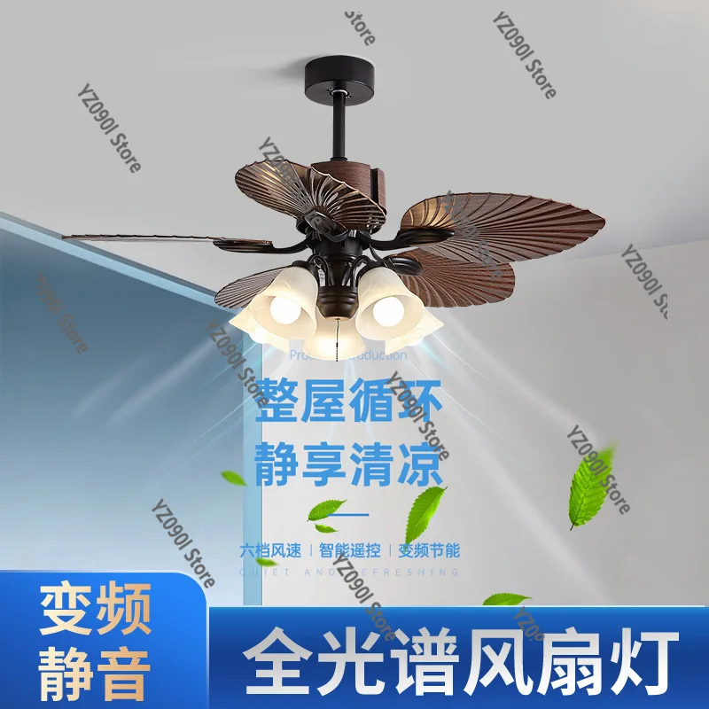 Retro Fan Chandelier Banana Straight Leaf Design Large Wind Fan Light for Bedroom Living Dining Room