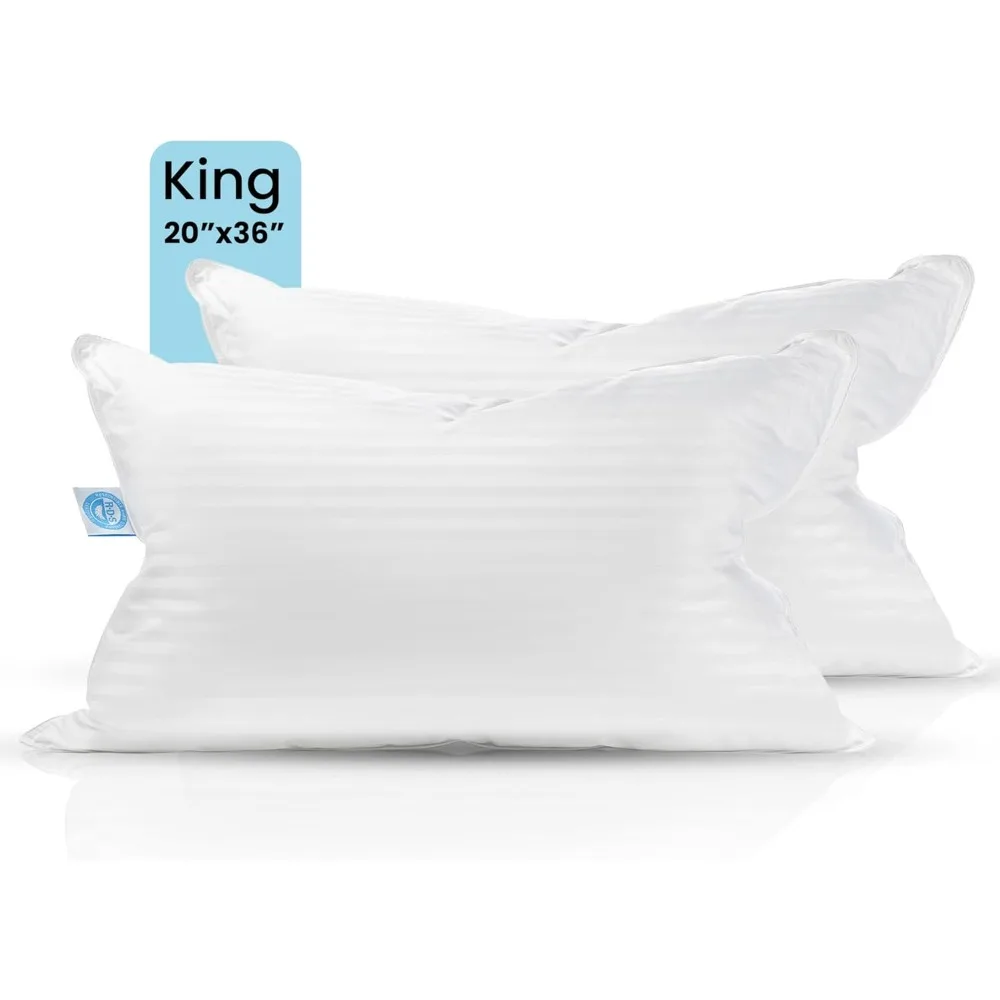 Balance Dream 50/50 Goose Feather Down Extra Large Pillow 20x36 inches Medium Support, 100% Cotton Shell -2-piece White Pillow