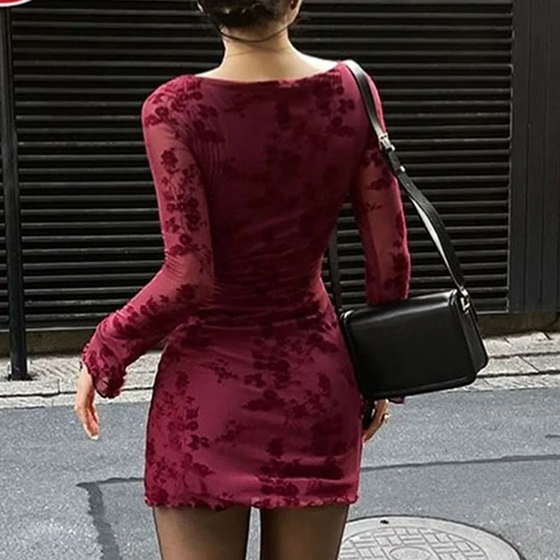 Sexy Wine Red Dresses Autumn New - Image 6