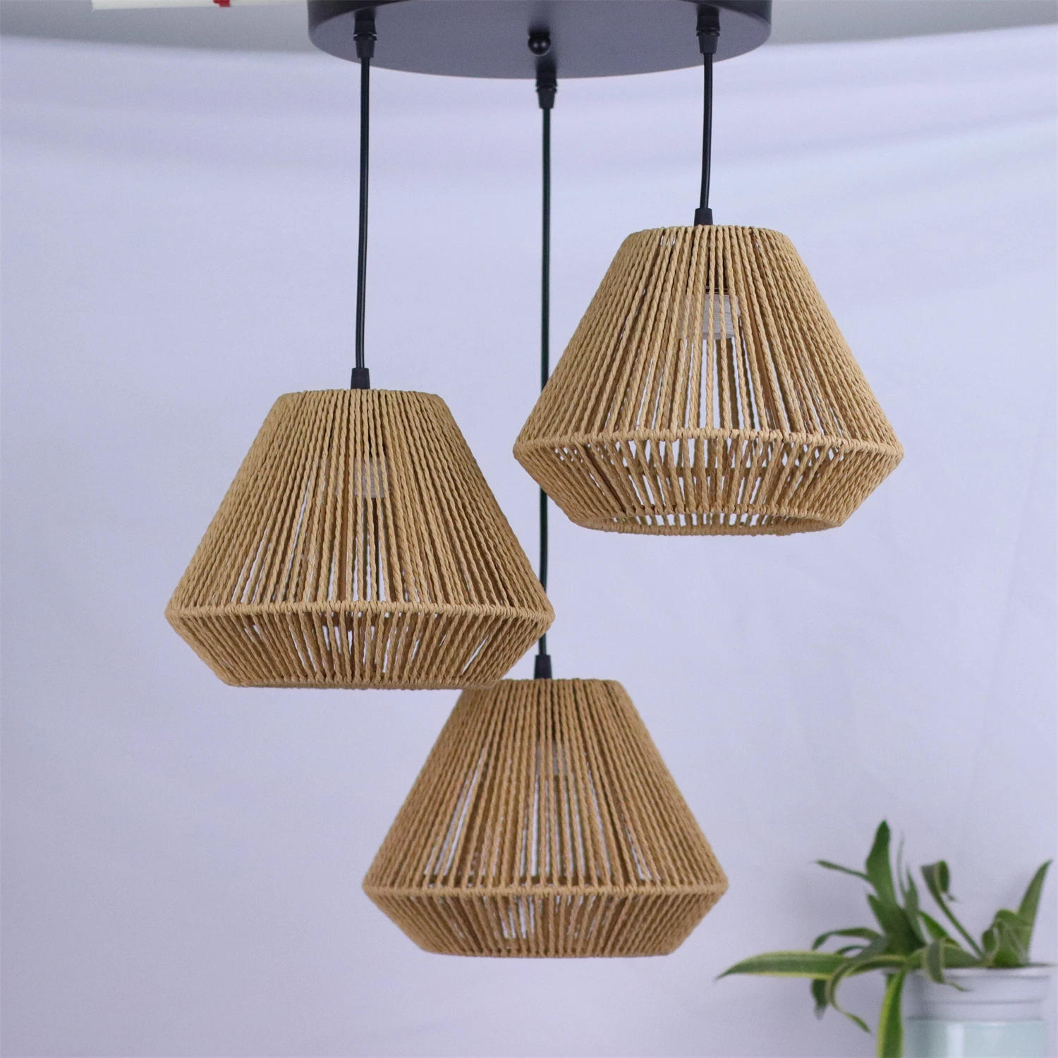 

Подвесной светильник JOYINLED Boho с 3 лампами из ротанга, ретро-люстра для гостиной, домашнего декора, E27, для внутреннего освещения