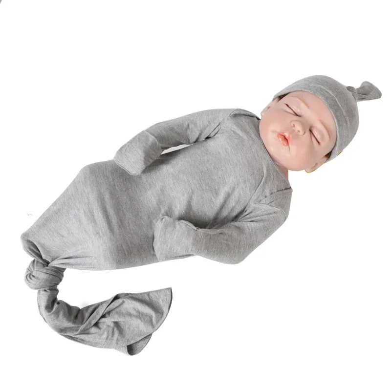 

0-3M Newborn Baby Soft Cotton Footed Jumpsuit Set - Long-Sleeve Solid Ruffled Romper + Headdress