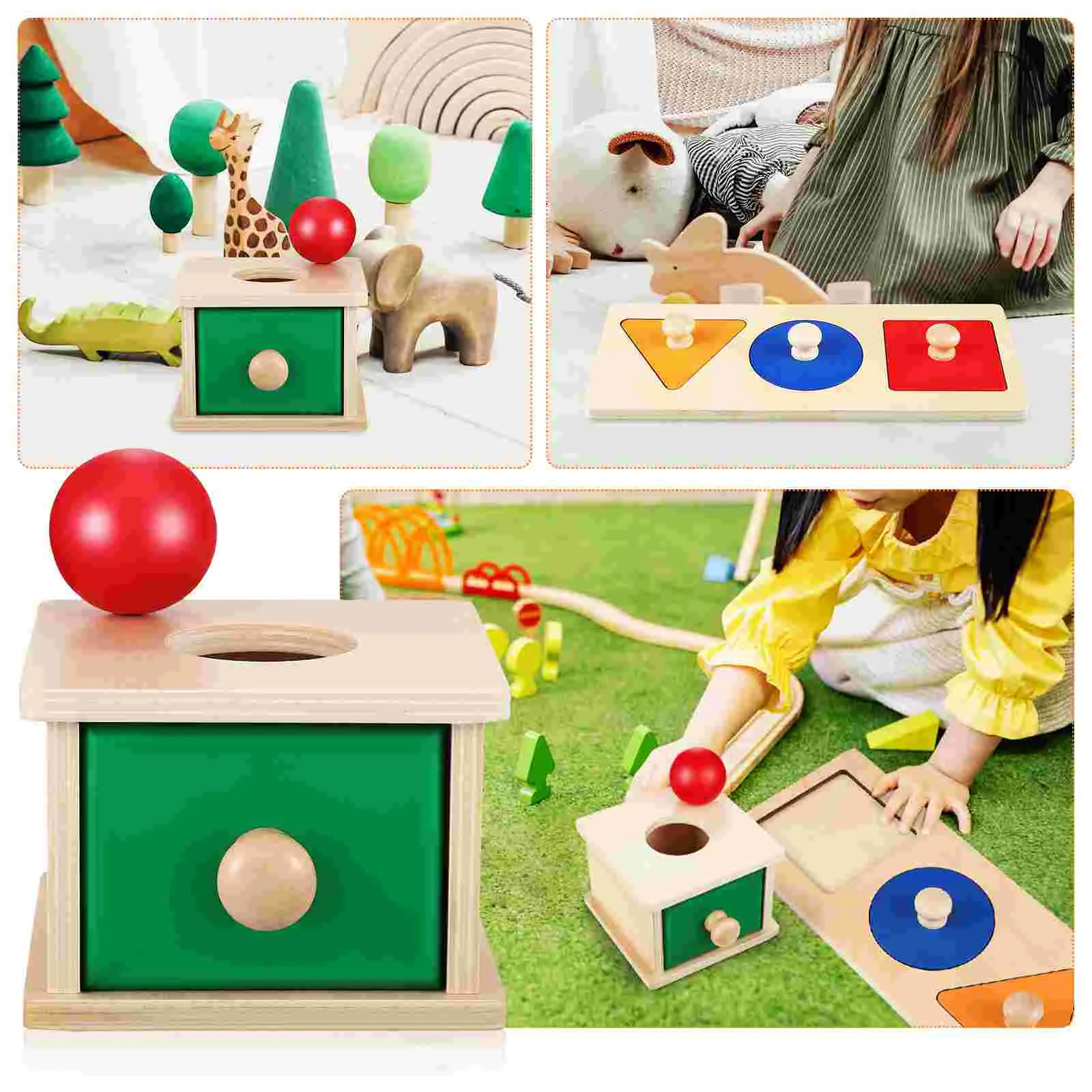 Drop Box Montessori Lehrmittel Kleinkind Puzzle Stapelspielzeug Lotusbaum Sensorisches Kit Kinder