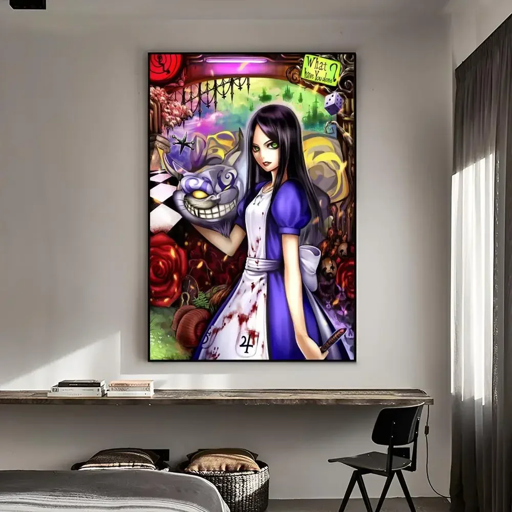 1PC Alice:Madness Returns Retro Print Poster Paper Waterproof HD Sticker Bedroom Entrance Home Living Room Bar Wall Decoration