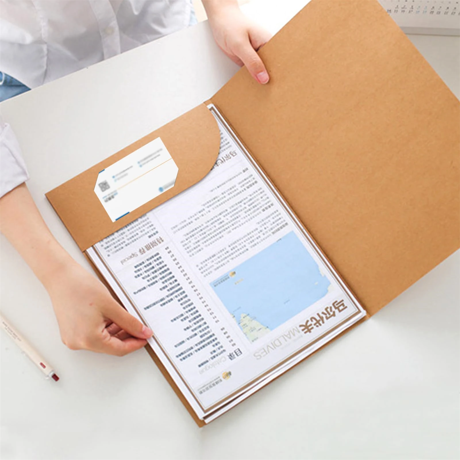 10 قطعة مجلد عرض كرافت مع جيب 350 جرام/م2 مجلد عرض سميك للأعمال والسفر والمدرسة والمكتب والمنزل