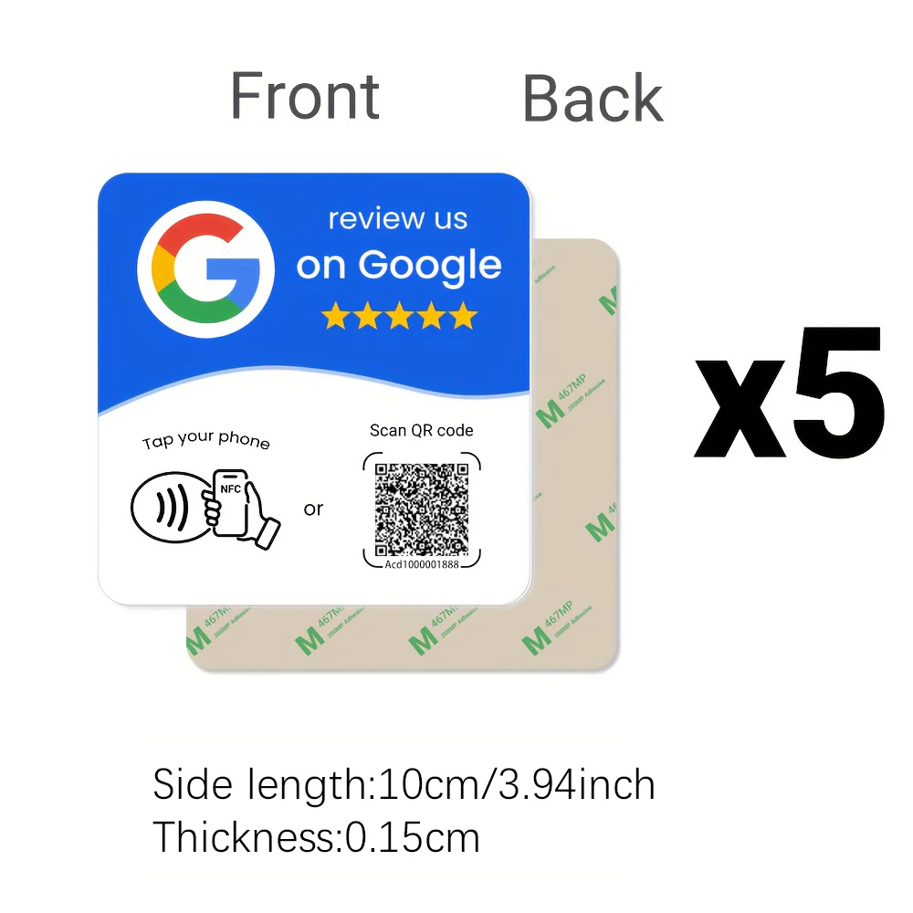 NTAG215 Programmierbare NFC-Standkarte, editierbar, 13,56 MHz, QR-Code, Google-Bewertung, quadratische Tisch-Display-Karte für Unternehmen