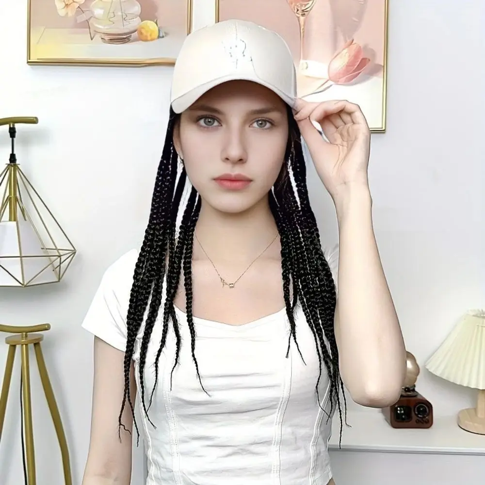 17inchs Women's Duck Cap Integrated Hip-Hop Dreadlock Hat Three-strand Braid Fiber Synthetic Wigs Pelucas Hair Daily Party Use