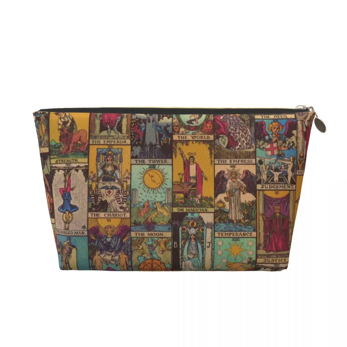 Custom The Major Arcana Of Tarot Vintage Patchwork Travel Cosmetic Bag Women Occult Witch Spiritual Lady Beauty Storage Dopp Kit