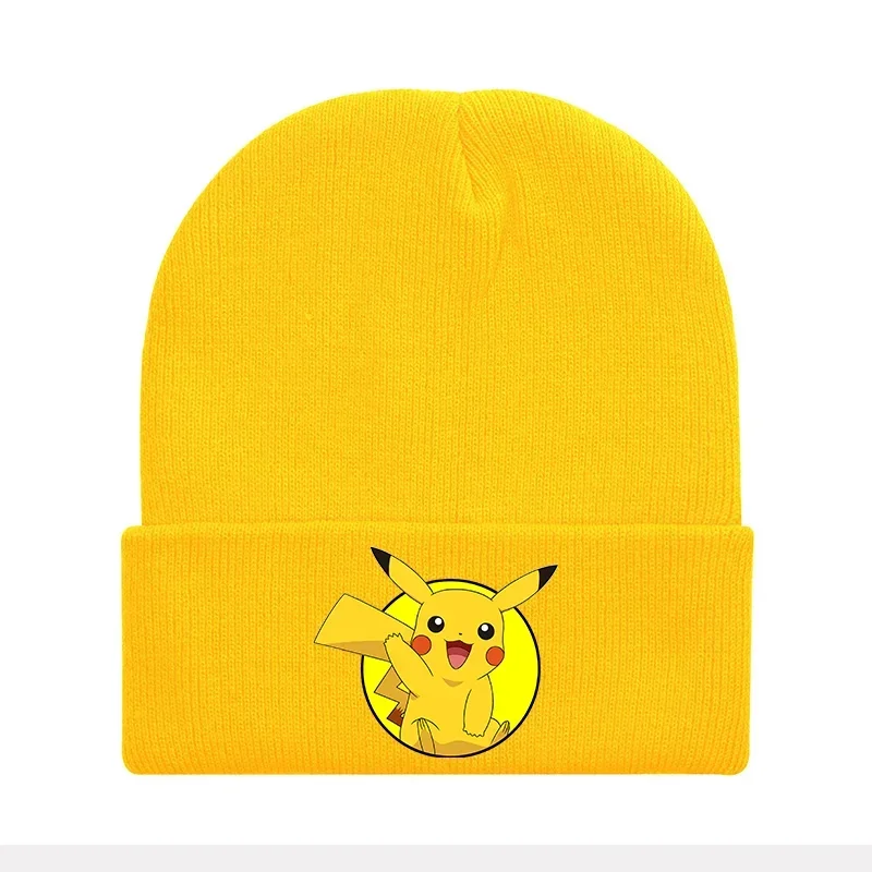 البوكيمون بيكاتشو محبوك قبعة القبعات الكرتون المطبوعة بيني أنيمي الشكل الشتاء قبعة صوفية طفل الفتيان الفتيات بونيه هدية عيد ميلاد