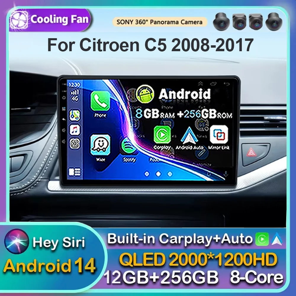 

Android 14 Carplay Car Radio Multimedia For Citroen C5 2008 2009 2010 -2017 navigation video DVD Autoradio Stereo 2din Head Unit