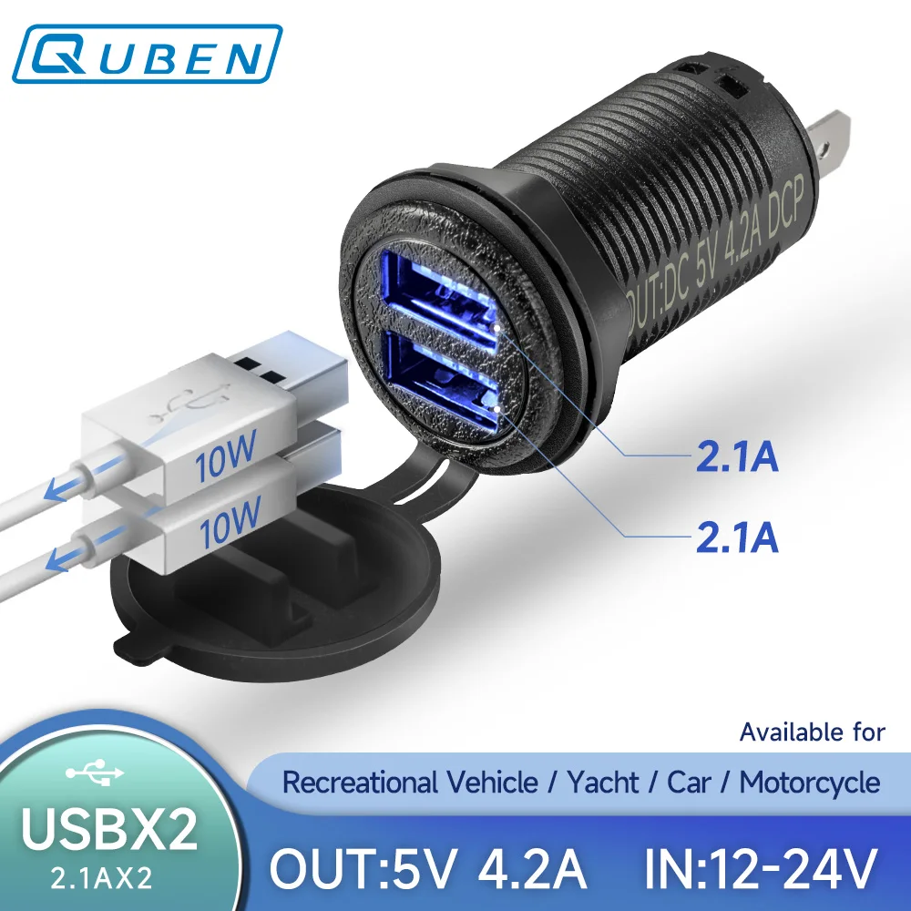 2 Port USB Car Charger Input 5V 4.2A Pure Copper 12V Automotive USB Socket In The Car Fast And Stable Automotive Mobile Charger