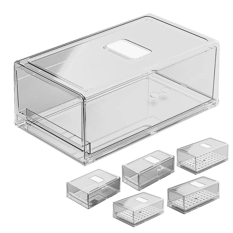 

Drawer Refrigerator Storage Box Fruit Transparent Organizer Bins Vegetable Meat Freezer Fridge Stackable Kitchen Items