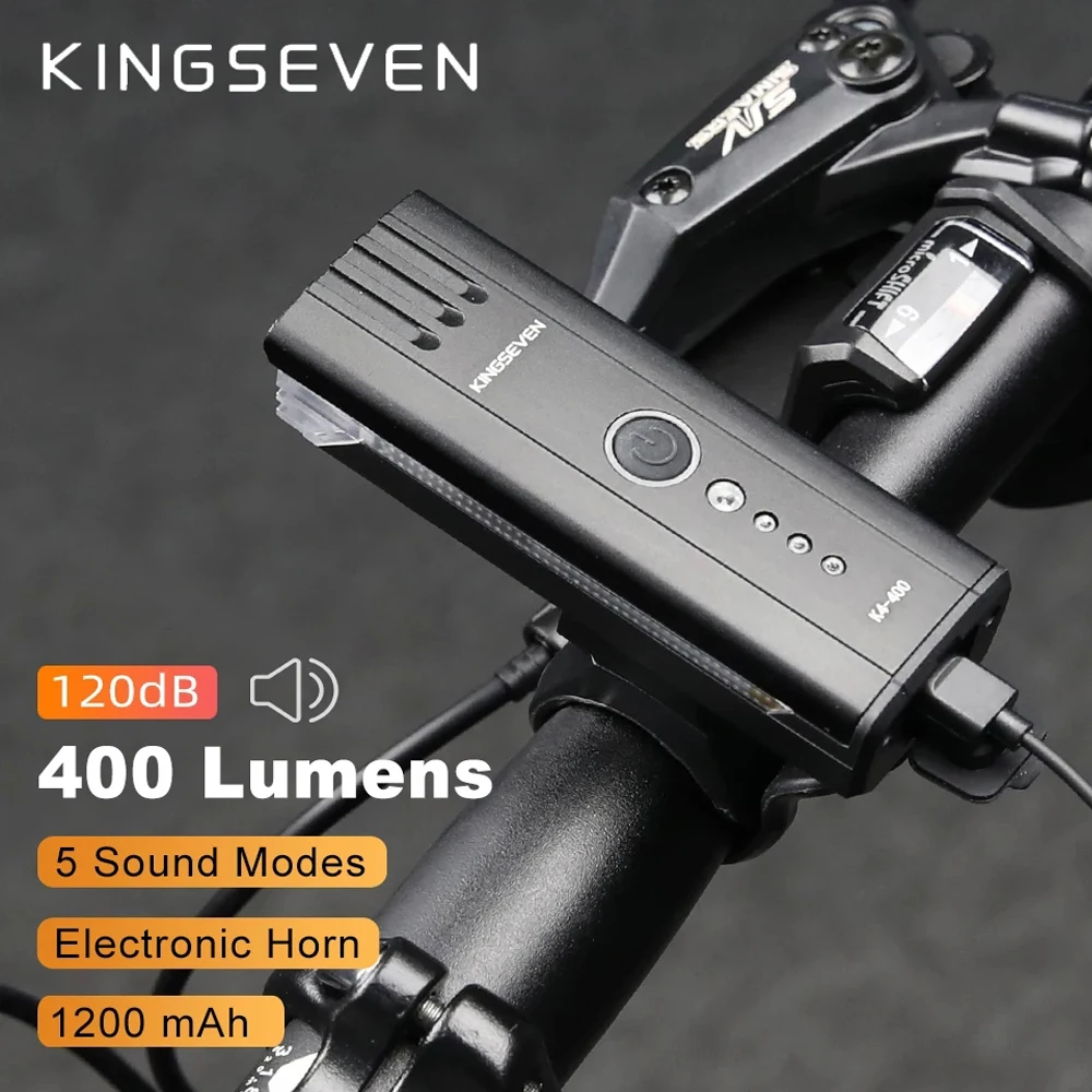 

KINGSEVEN 1200mAh Bicycle Light Rainproof LED Cycling Lights Front Lamp Headlight Aluminum USB Charging Bike Light