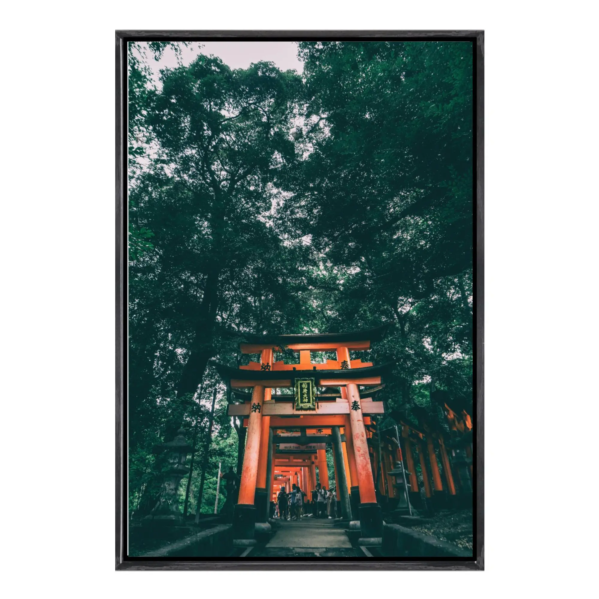 Fushimi Inari Taisha Kyoto Japón lienzo enmarcado arte de pared, impresionante impresión escénica de camino de puerta Torii roja, póster del santuario Shinto