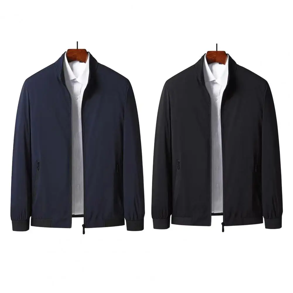 سترة رجالية 2025 خريف جديد بلون فضفاض كبير الحجم مكتب الأعمال عادية الوقوف طوق معطف الرجال سترة كبيرة الحجم M-3XL