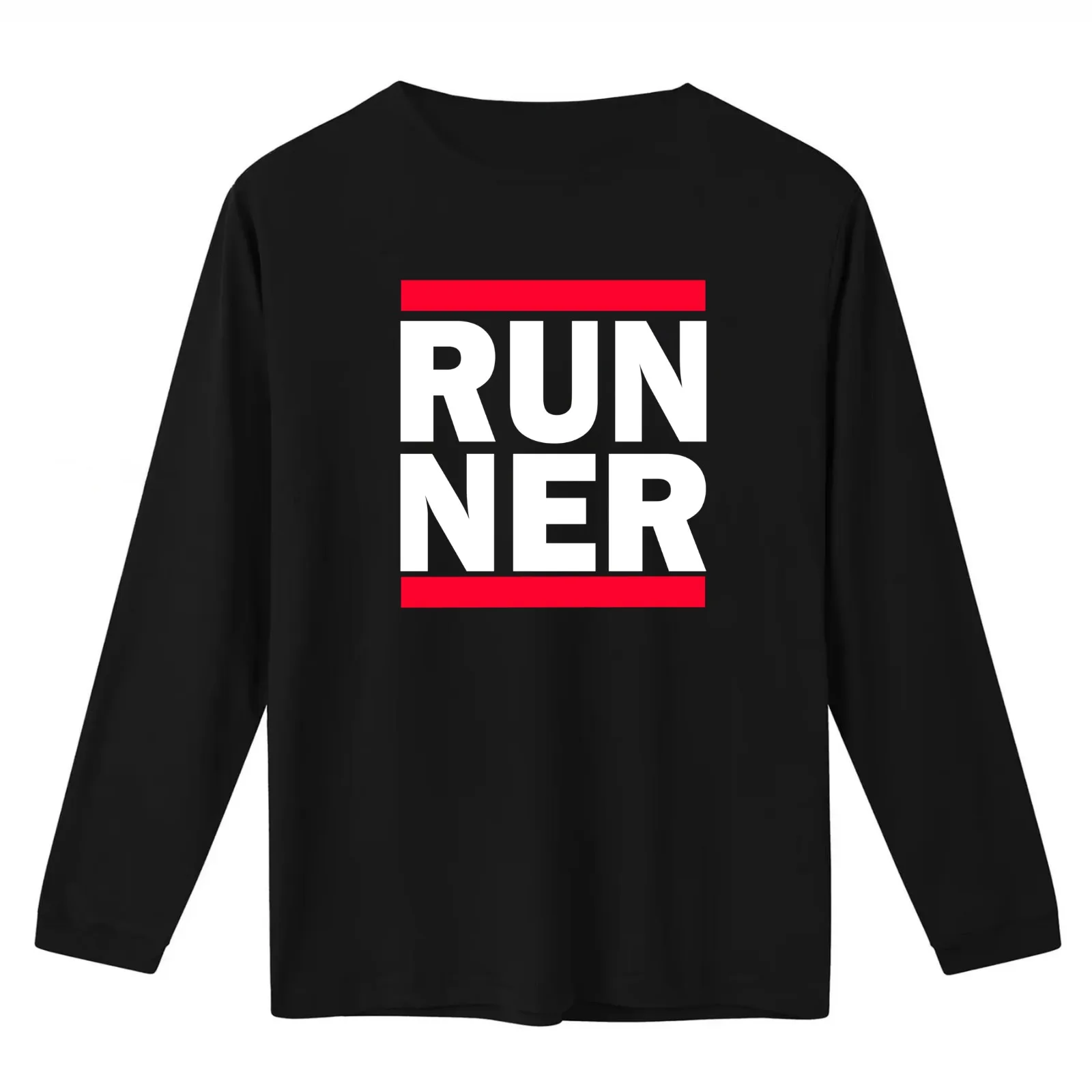 RUNNER White Letters T-Shirt Summer Casual Cotton Tee Oversized Streetwear Tops Vintage Graphic Print Loose Fit Short Sleeve