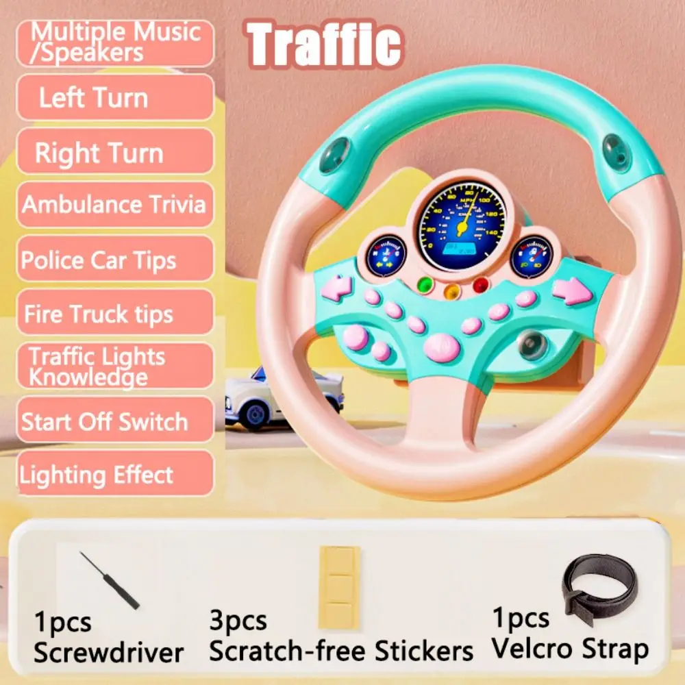 

Creative Kids Steering Wheel 360° Rotation Funny Simulation Steering Wheel Toys Montessori Electric Light Sound